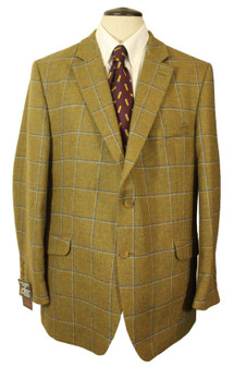 Leonard Jay Of London 50R Green Blue Mix Box Check Tweed Wool Modern Mens Jacket