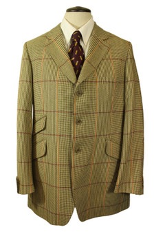 Vintage Crombie British 42" Green Mix Hacking Country Tweed Mens Jacket