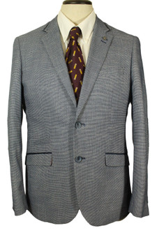 Cavani Blue 38R Modern Men's Tweed Jacket