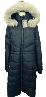 Tommy Hilfiger Ladies Blue Large Designer Puffer Padded Long Winter Hooded Coat
