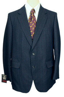 Mens Blazer Blue Pinstripe Konen Geoffrey Davis 42" Striped Suit Jacket