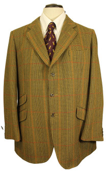 British Vtg Bladen Supasax 42" Tailored Green Mix Tweed Jacket *Short Sleeve*