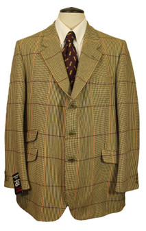 Vintage John G Hardy Green Mix Check 48L Gents Tweed Sporing 3-Button Jacket