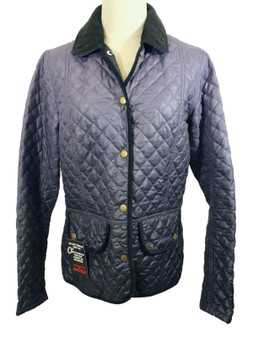 Barbour Quilt Ladies Purple/Blue Mix Size 12 Diamond Stitch Quilted Jacket