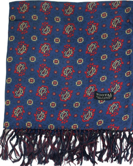 Vintage Tootal Blue Mix Floral Gents Tassel Scarf