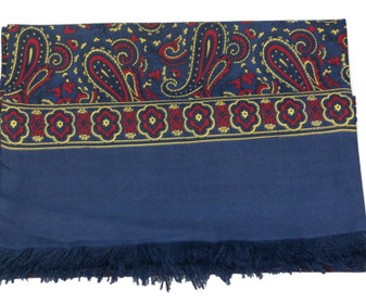 Vintage Tootal Blue Paisley Floral Gold Label Gents British Scarf