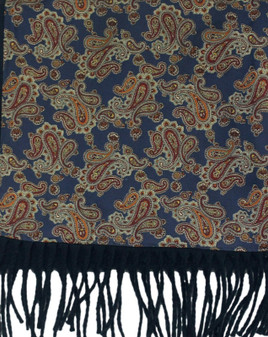 Fountain Bleu Mens Tie Rack Blue Mix Wool Backed British Scarf