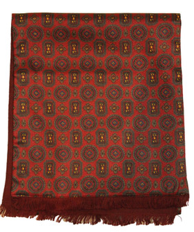 Vintage Salient Rouge Geometric Retro Gents British Wool Backed Fringe Scarf