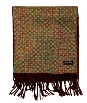 Lloyd Attree & Smith Long Rouge Mix Geometric Mens Wool Backed Scarf