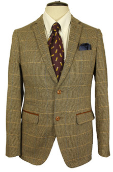 Marc Darcy Brown Check 36" Modern Tweed Mens Jacket