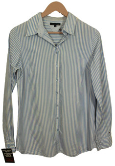 Tommy Hilfiger Ladies Size 10 Striped Blue Shirt Blouse