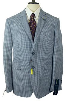 House of Cavani 44R Blue Check Super Soft Tweed Modern Jacket