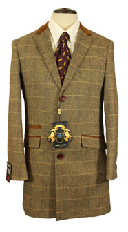 Marc Darcy Messy Check Brown 36R 3/4 Tweed Overcoat
