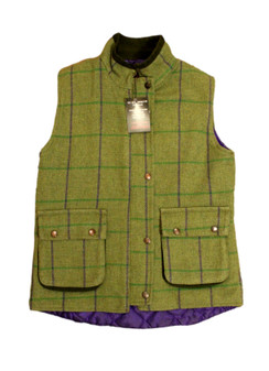 GAME TWEED SIZE 10 GREEN MIX LADIES SHOOTING VEST WAISTCOAT