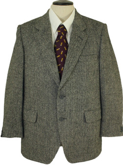 SAVILE ROW GIEVES & HAWKES SAVILE ROW 42" SHORT GREY HERRINGBONE TWEED JACKET