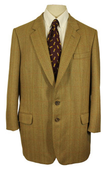 Vtg Sports Saxony 46L Tailored Thick Brown Country *Short Sleeve* Tweed Jacket