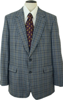 DAKS Mens 42 Blue Long Check Tweed Vintage Jacket Blazer Smart Classic
