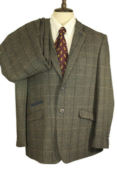 House of Cavani 46S Grey Check Jacket & W38 L32 Trouser 2 Piece Modern Suit Set
