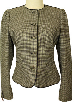 Vintage Sasson Lades Small Black/White Houndstooth Short Jacket