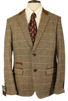 Marc Darcy Brown Check 40R Elbow Patch Modern Tweed Mens Jacket