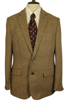 Rhino Rugby Brown Herringbone 40" Modern Mens Tweed Jacket