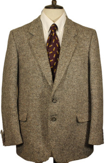 Vintage St Michael 42" Brown Herringbone Thick Tweed Jacket