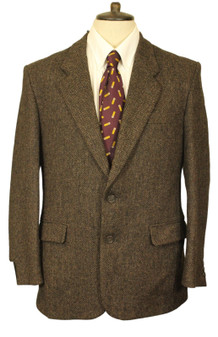 Chatsworth Brown Herringbone 40R Vintage Mens Tweed Jacket