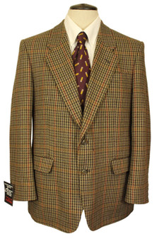 Gurteen 40" Short Brown Mix Check Vintage Mens Tweed Jacket