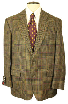 Vintage St Michael 42" Olive Brown Plaid Mens Tweed Jacket