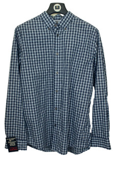 Mens M Ben Sherman Blue Check Shirt Long Sleeve Smart Casual