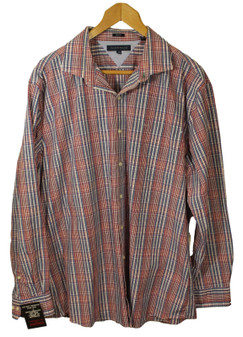 Tommy Hilfiger Red Blue Check Cotton Size 18 34-35 Slimfit Long Sleeve Shirt