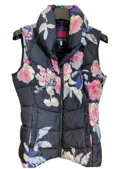 Joules Floral Print Size 12 Blue Mix Padded Insulated Vest Bodywarmer Gilet