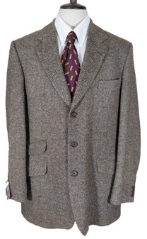 Brown Herringbone M&S 42" Long Mens Tweed Jacket