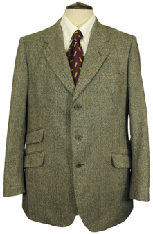 Vintage Grey Herringbone 42R John G Hardy Check 3-Button Tweed Jacket