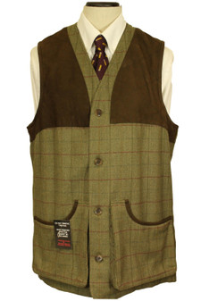 Schoffel Green Mens UK 44" Tweed Shooting Vest Waistcoat