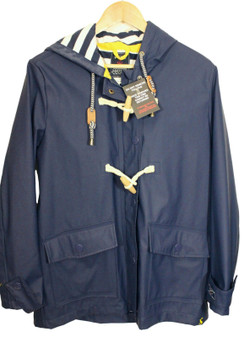 Joules Blighty Mariners Sailor UK 12 Blue Ladies Weather Proof Hooded Jacket