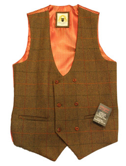 Marc Darcy Brown Nelson 36R Tweed Double Breasted Waistcoat