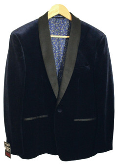 Skopes Dinner Jacket Mens 38R Blue Garrix Velvet Tuxedo Formal Paisley Wear