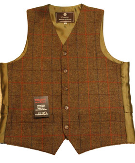 Vintage Clandar British 38" Brown Check Tweed Waistcoat