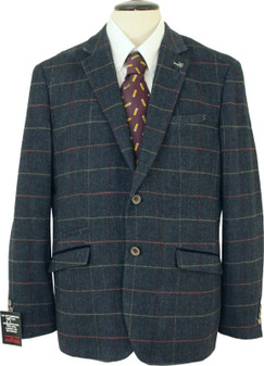 Cavani Mens 42R Blue Box Check Tweed Jacket Casual Smart Occasional Jacket