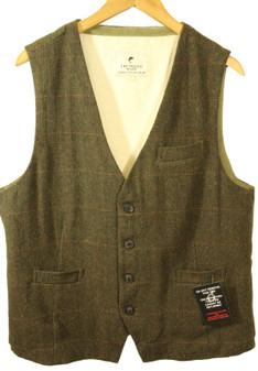 Lee Valley Durrow Moss Green Large 42" Tweed Full Backed Vest Waistcoat