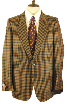 Ermenegildo Zegna Italian Designer 36" Brown Check Cashmere Tweed Blazer