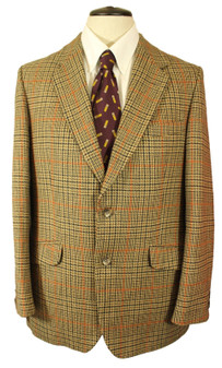 Teviotex British Tailored Scottish 40" Green Check Plaid Vintage Tweed Jacket