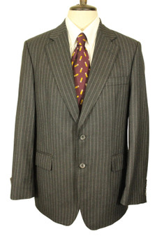 Vintage Aquascutum GreyPinstripe 40R Mens Formal Suit Blazer British Jacket