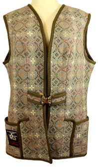 Vtg 1960's-70s Welsh Wool Embroidered Medium Grey/Olive Ladies Waistcoat