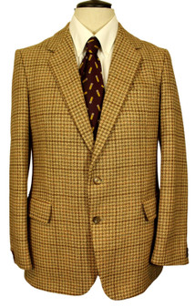 Hardy Amies Hepworths 1970's Brown 38" Houndstooth British Tweed Jacket