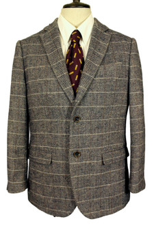 Broadstone Bros 40" Short Grey/Blue Mix Check Modern Smart Tweed Jacket