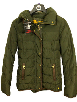 Joules Green Holthorpe Size 8 Padded Collar Hood Womens Jacket