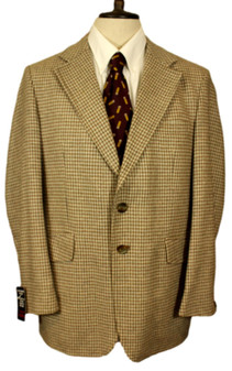 Vintage 80s-90s Burton 40" Houndstooth Brown British Tailored Tweed Jacket