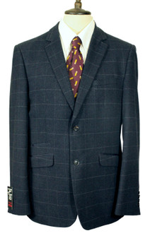 Cavani Mens 40R Blue Modern Check Jacket Casual Smart Occasional Races Jacket